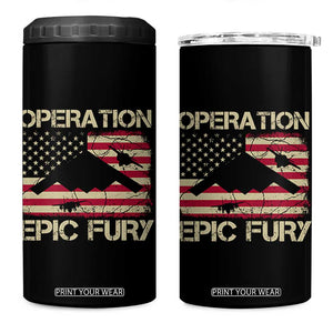 Operation Epic Fury Vintage American Flag Bomber 4 in 1 Can Cooler Tumbler B2 Spirit Patriotic Strength TS02 One Size: 16 oz Black Print Your Wear