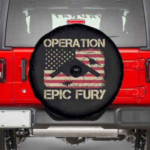 Operation Epic Fury Vintage American Flag Bomber Spare Tire Cover B2 Spirit Patriotic Strength TS02 Black Print Your Wear