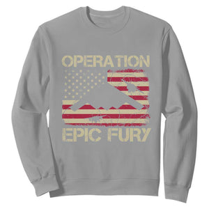 Operation Epic Fury Vintage American Flag Bomber Sweatshirt B2 Spirit Patriotic Strength TS02 Sport Gray Print Your Wear