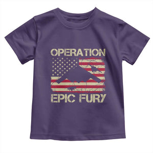 Operation Epic Fury Vintage American Flag Bomber Toddler T Shirt B2 Spirit Patriotic Strength TS02 Purple Print Your Wear