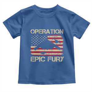 Operation Epic Fury Vintage American Flag Bomber Toddler T Shirt B2 Spirit Patriotic Strength TS02 Royal Blue Print Your Wear