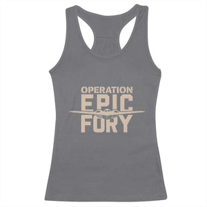 Operation Epic Fury Stealth Bomber Silhouette Racerback Tank Top Patriotic B2 Spirit Aviation Statement TS02 Charcoal Print Your Wear