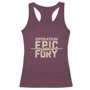 Operation Epic Fury Stealth Bomber Silhouette Racerback Tank Top Patriotic B2 Spirit Aviation Statement TS02 Maroon Print Your Wear