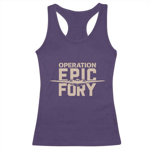 Operation Epic Fury Stealth Bomber Silhouette Racerback Tank Top Patriotic B2 Spirit Aviation Statement TS02 Purple Print Your Wear