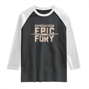 Operation Epic Fury Stealth Bomber Silhouette Raglan Shirt Patriotic B2 Spirit Aviation Statement TS02 Black White Print Your Wear
