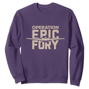 Operation Epic Fury Stealth Bomber Silhouette Sweatshirt Patriotic B2 Spirit Aviation Statement TS02 Purple Print Your Wear