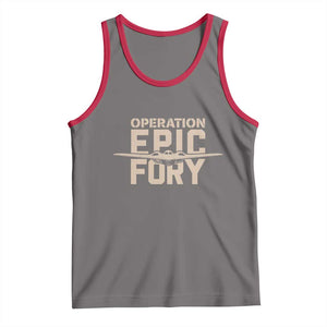 Operation Epic Fury Stealth Bomber Silhouette Tank Top Patriotic B2 Spirit Aviation Statement TS02 Deep Heather Red Print Your Wear