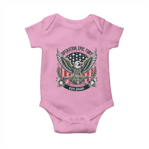 Operation Epic Fury Patriotic Eagle Crest Est 2026 Baby Onesie American Strength Freedom TS02 Light Pink Print Your Wear