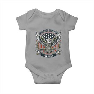 Operation Epic Fury Patriotic Eagle Crest Est 2026 Baby Onesie American Strength Freedom TS02 Sport Gray Print Your Wear