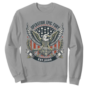 Operation Epic Fury Patriotic Eagle Crest Est 2026 Sweatshirt American Strength Freedom TS02 Sport Gray Print Your Wear