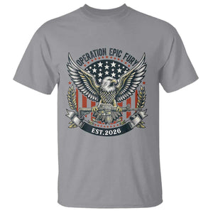 Operation Epic Fury Patriotic Eagle Crest Est 2026 T Shirt American Strength Freedom TS02 Sport Gray Print Your Wear