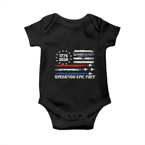 Operation Epic Fury 1776 2026 American Flag Aviation Baby Onesie Freedom Anniversary Statement TS02 Black Print Your Wear