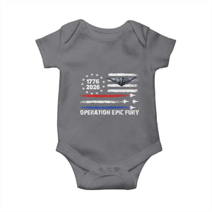 Operation Epic Fury 1776 2026 American Flag Aviation Baby Onesie Freedom Anniversary Statement TS02 Charcoal Print Your Wear