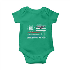 Operation Epic Fury 1776 2026 American Flag Aviation Baby Onesie Freedom Anniversary Statement TS02 Irish Green Print Your Wear
