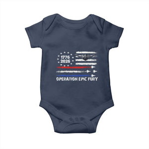 Operation Epic Fury 1776 2026 American Flag Aviation Baby Onesie Freedom Anniversary Statement TS02 Navy Print Your Wear