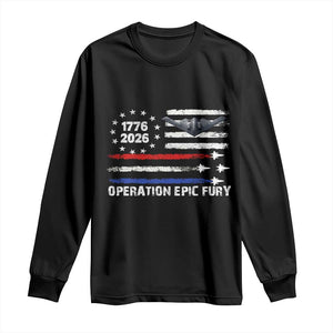 Operation Epic Fury 1776 2026 American Flag Aviation Long Sleeve Shirt Freedom Anniversary Statement TS02 Black Print Your Wear