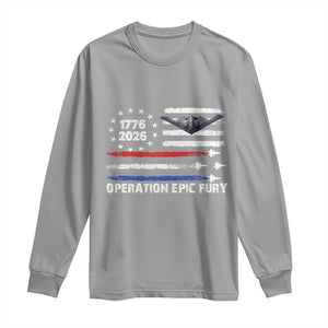 Operation Epic Fury 1776 2026 American Flag Aviation Long Sleeve Shirt Freedom Anniversary Statement TS02 Sport Gray Print Your Wear