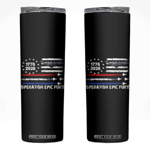 Operation Epic Fury 1776 2026 American Flag Aviation Skinny Tumbler Freedom Anniversary Statement TS02 Black Print Your Wear