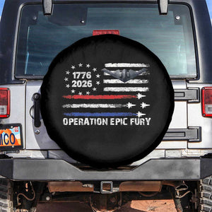 Operation Epic Fury 1776 2026 American Flag Aviation Spare Tire Cover Freedom Anniversary Statement TS02 No hole Black Print Your Wear
