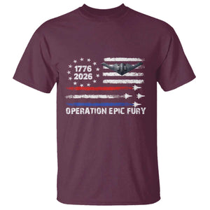 Operation Epic Fury 1776 2026 American Flag Aviation T Shirt Freedom Anniversary Statement TS02 Maroon Print Your Wear
