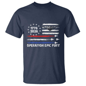 Operation Epic Fury 1776 2026 American Flag Aviation T Shirt Freedom Anniversary Statement TS02 Navy Print Your Wear