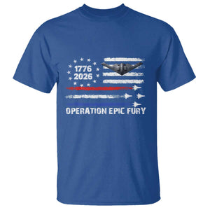 Operation Epic Fury 1776 2026 American Flag Aviation T Shirt Freedom Anniversary Statement TS02 Royal Blue Print Your Wear