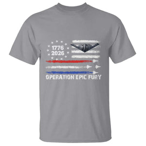 Operation Epic Fury 1776 2026 American Flag Aviation T Shirt Freedom Anniversary Statement TS02 Sport Gray Print Your Wear