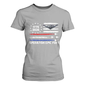 Operation Epic Fury 1776 2026 American Flag Aviation T Shirt For Women Freedom Anniversary Statement TS02 Sport Gray Print Your Wear