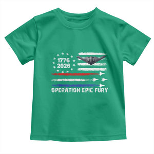 Operation Epic Fury 1776 2026 American Flag Aviation Toddler T Shirt Freedom Anniversary Statement TS02 Irish Green Print Your Wear
