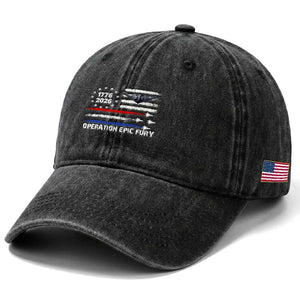 Operation Epic Fury 1776 2026 American Flag Aviation Washed Cotton Baseball Cap Freedom Anniversary Statement TS02 Print Your Wear