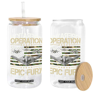 Operation Epic Fury Camo American Flag Glass Can B12 Spirit Stealth Bomber Formation Patriotic Air Power TS02 Print Your Wear