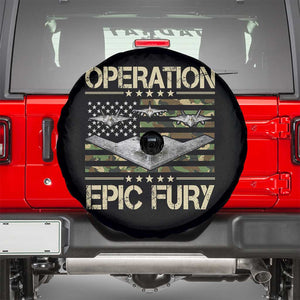 Operation Epic Fury Camo American Flag Spare Tire Cover B12 Spirit Stealth Bomber Formation Patriotic Air Power TS02 Black Print Your Wear