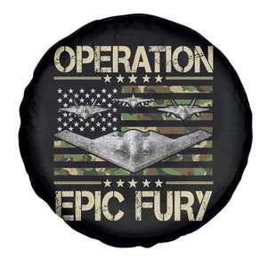 Operation Epic Fury Camo American Flag Spare Tire Cover B12 Spirit Stealth Bomber Formation Patriotic Air Power TS02 Print Your Wear