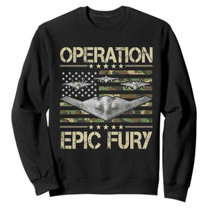 Operation Epic Fury Camo American Flag Sweatshirt B12 Spirit Stealth Bomber Formation Patriotic Air Power TS02 Black Print Your Wear