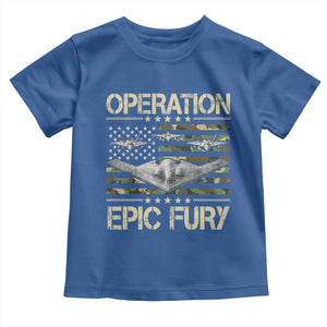 Operation Epic Fury Camo American Flag Toddler T Shirt B12 Spirit Stealth Bomber Formation Patriotic Air Power TS02 Royal Blue Print Your Wear
