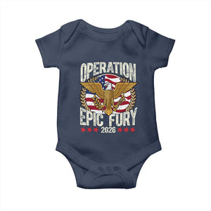 Operation Epic Fury 2026 Patriotic Eagle Crest Baby Onesie American Strength and Freedom TS02 Navy Print Your Wear