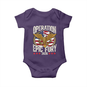 Operation Epic Fury 2026 Patriotic Eagle Crest Baby Onesie American Strength and Freedom TS02 Purple Print Your Wear