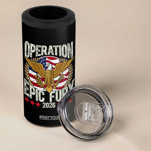 Operation Epic Fury 2026 Patriotic Eagle Crest 4 in 1 Can Cooler Tumbler American Strength and Freedom TS02 Print Your Wear
