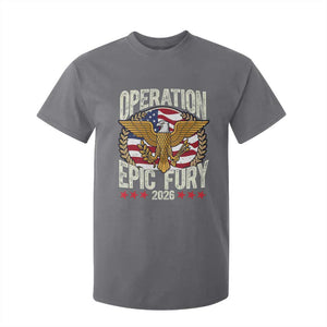 Operation Epic Fury 2026 Patriotic Eagle Crest T Shirt For Kid American Strength and Freedom TS02 Charcoal Print Your Wear