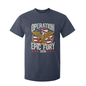 Operation Epic Fury 2026 Patriotic Eagle Crest T Shirt For Kid American Strength and Freedom TS02 Navy Print Your Wear