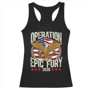 Operation Epic Fury 2026 Patriotic Eagle Crest Racerback Tank Top American Strength and Freedom TS02 Black Print Your Wear