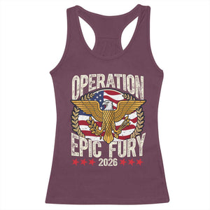 Operation Epic Fury 2026 Patriotic Eagle Crest Racerback Tank Top American Strength and Freedom TS02 Maroon Print Your Wear