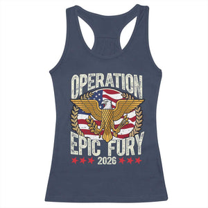 Operation Epic Fury 2026 Patriotic Eagle Crest Racerback Tank Top American Strength and Freedom TS02 Navy Print Your Wear