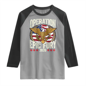 Operation Epic Fury 2026 Patriotic Eagle Crest Raglan Shirt American Strength and Freedom TS02 Sport Gray Black Print Your Wear