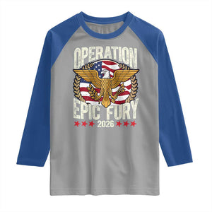 Operation Epic Fury 2026 Patriotic Eagle Crest Raglan Shirt American Strength and Freedom TS02 Sport Gray Royal Print Your Wear