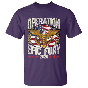 Operation Epic Fury 2026 Patriotic Eagle Crest T Shirt American Strength and Freedom TS02 Purple Print Your Wear