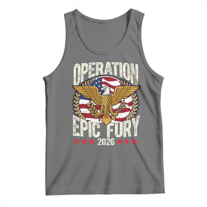 Operation Epic Fury 2026 Patriotic Eagle Crest Tank Top American Strength and Freedom TS02 Black Heather Print Your Wear