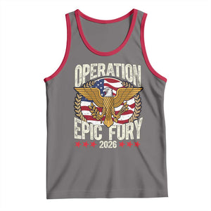 Operation Epic Fury 2026 Patriotic Eagle Crest Tank Top American Strength and Freedom TS02 Deep Heather Red Print Your Wear