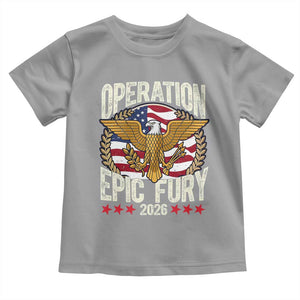Operation Epic Fury 2026 Patriotic Eagle Crest Toddler T Shirt American Strength and Freedom TS02 Sport Gray Print Your Wear