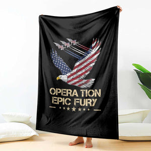 Operation Epic Fury American Eagle Flag Throw Blanket Jet Flyover USA Freedom TS02 Print Your Wear